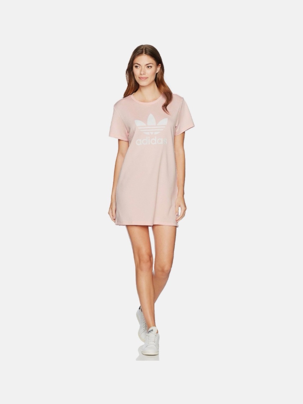 adidas Pink Trefoil Short Sleeve Textured minidress